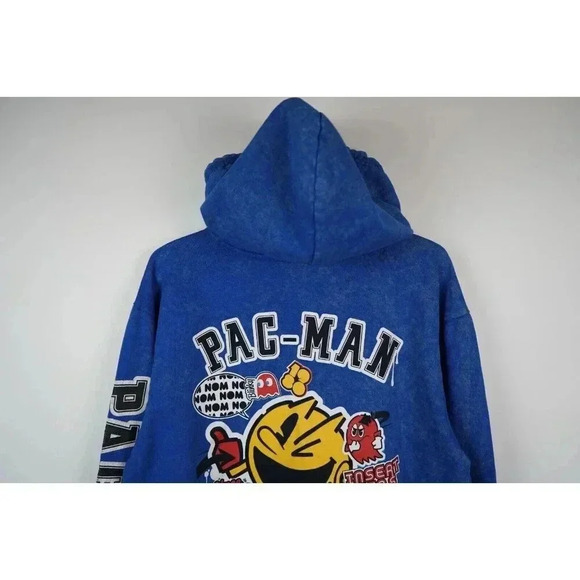 Pacman Hoodie Bandai Blue Gaming Classic Retro Men's Small #581 - Picture 7 of 15